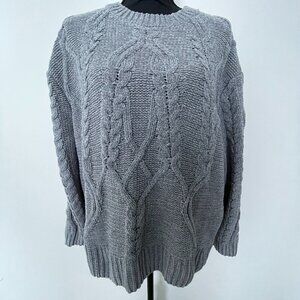 Time and Tru Grey Cable Knit Sweater Size L (12-14)